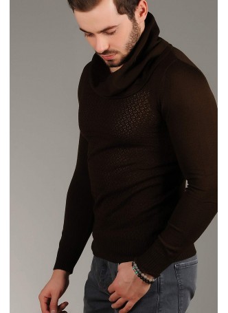 Salaş Yaka Triko Kahve