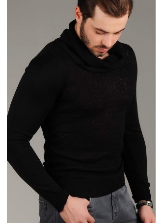 Salaş Yaka Triko Siyah