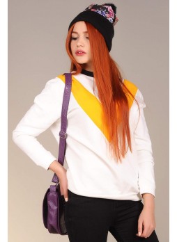 Sarı Şeritli Krem Sweat