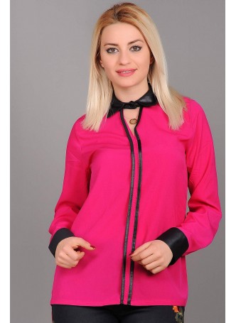 Siyah Şeritli Pembe Gömlek