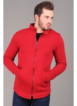 Tırtıklı Desenli Kırmızı Ceket