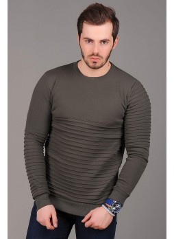 Tırtıklı Haki Sweat