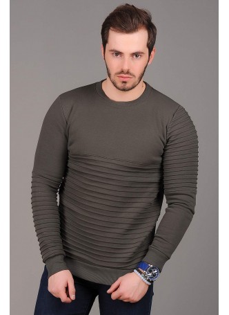 Tırtıklı Haki Sweat
