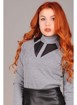 Tül Pencere Gri Kazayağı Bluz