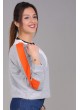 Turuncu Çizgili Gri Sweat