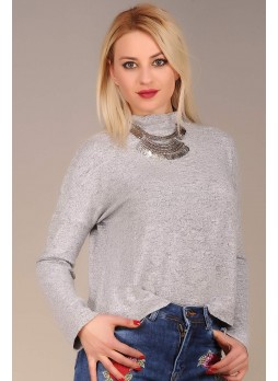 Yarım Balıkçı Gri Bluz