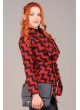 Zigzag Desen Kırmızı Şal Yaka Kaşe Mont
