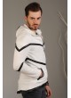 Zigzag Desenli Fermuarlı Ceket beyaz