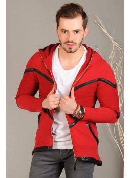 Zigzag Desenli Kırmızı Ceket