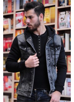 erkek ceket kapşonlu siyah