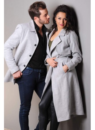 Gri Kaşe Kaban Kombin