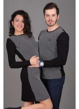 Piti Kareli Siyah Beyaz Sevgili Kombini