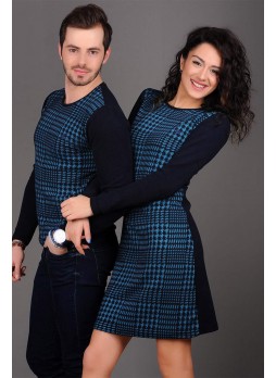Turkuaz Desenli Sevgili Kombini