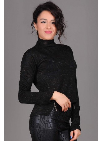 Yarım Balıkçı Siyah Triko