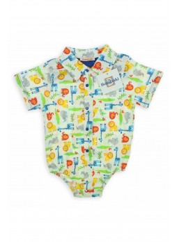 Bambaki Erkek Bebek Desenli Kısa Kol Bady 013-01136-027
