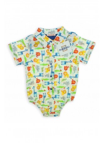 Bambaki Erkek Bebek Desenli Kısa Kol Bady 013-01136-027
