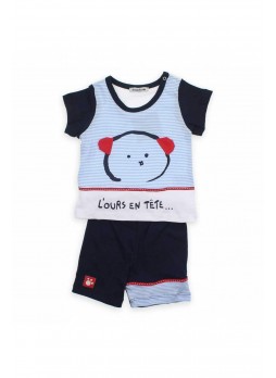 Bambaki Erkek Bebek Kısa Kol Çizgili Takım 013-01157-015
