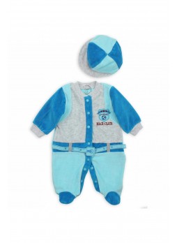 Elci Baby Erkek Bebek Kadife Tulum (3 - 9 ay) 019-325-040