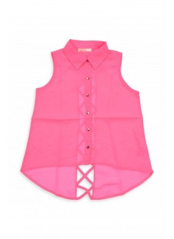 Nk Kids Kız Çocuk Arkası Çapraz Şeritli Gömlek 002-31734-022
