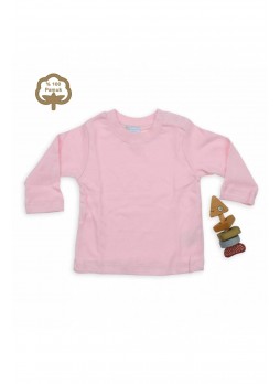 Bambaki Kız Bebek Uzun Kol İnterlok Pembe Üst 013-1001-021