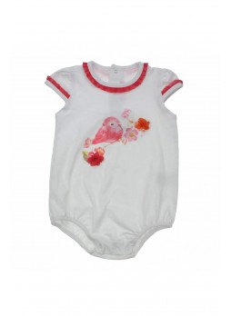 Bambaki Kız Bebek Kısa Kol Baskılı Bady 013-0033-027