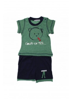Bambaki Erkek Bebek Çizgili Şortlu Takım 013-0025-018