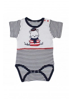 Bambaki Bebek Çizgili Kısa Kol Bady 013-0006-012