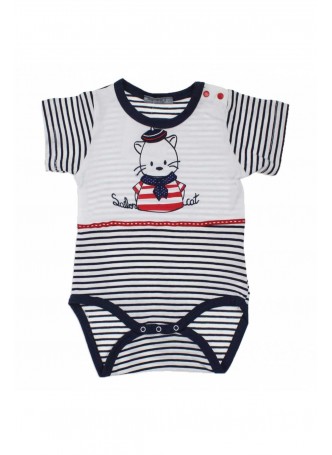 Bambaki Bebek Çizgili Kısa Kol Bady 013-0006-012