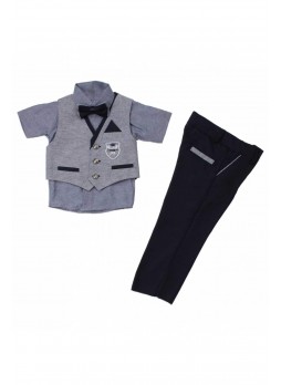 Modakids Erkek Bebek Keten Yelekli Smokin Takım 037-219000-011