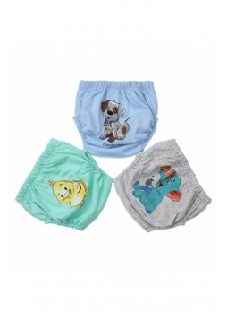 Erkek Bebek Sevimli 3 lü Alıştırma Külodu 035-60155-014