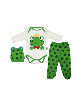 Erkek Bebek Uzun Kol Kurbağalı Zıbın Takım 037-886177-017