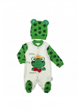 Modakids Erkek Bebek Kurbağalı Şapkalı Tulum 037-886197-017