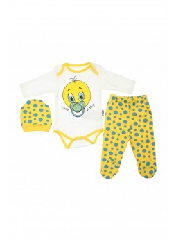 Modakids Erkek Bebek Emoji 3 lü Zıbın Takım 037-886242-017