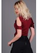 Omuz Açık Fırfırlı Bordo Bluz