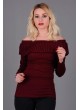 Fırfırlı Kayık Yaka Bordo Bluz