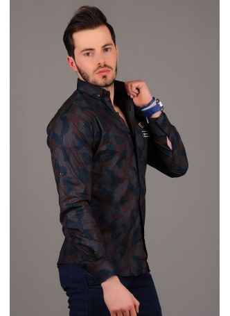 Apoletli Kamuflaj Gömlek Lacivert Füme