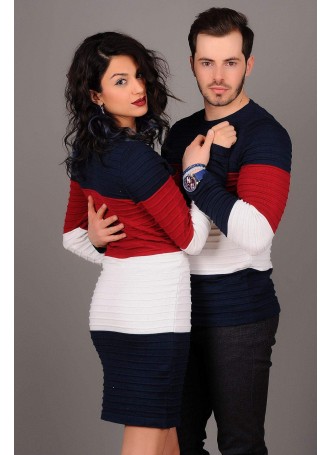 Kırmızı Beyaz Şeritli Lacivert Sevgili Kombini