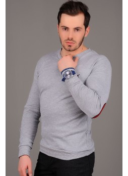 Dirsek Yamalı Gri Sweat