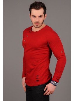 Düğmeli Kırmızı Sweat