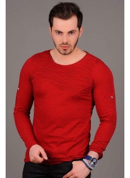 Tırtıklı Kırmızı Sweat