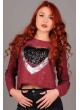 Pullu Kalp Desenli Bordo Sweat
