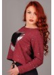 Pullu Kalp Desenli Bordo Sweat