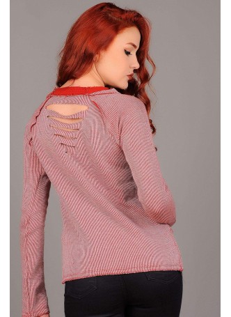 Sırt Kesik Bordo Sweat