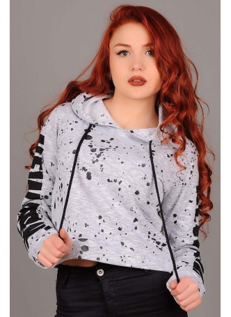 Siyah Benekli Kapşonlu Sweat