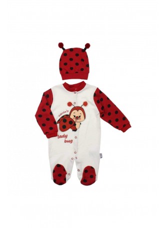 Modakids Kız Bebek Uğur Böcekli Şapkalı Tulum 037-88691-002