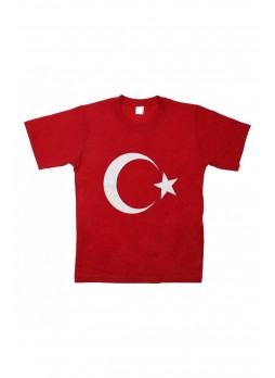 Unisex Çocuk Baskılı Kırmızı Tshirt 019-1925-002