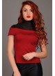 Tül Balıkçı Yaka Kırmızı Bluz