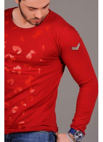 Apoletli Desenli Kırmızı Sweat