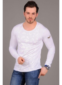 Apoletli Desenli Beyaz Sweat