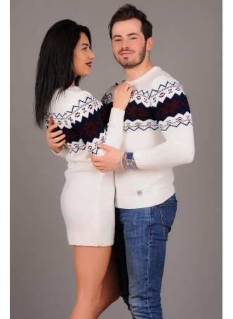 Lacivert Desenli Beyaz Sevgili Kombini